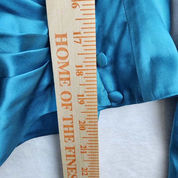 Vtg 100% Silk Satin Wrap Blouse Sz 4 Luxe Peck & Peck Long Sleeve Side Button - Picture 8 of 13